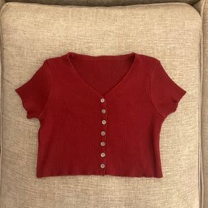 Red Ribbed Crop Top